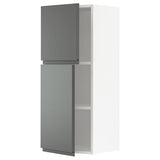 METOD wall cabinet with shelves/2 doors, white/Voxtorp dark grey, 40x100 cm