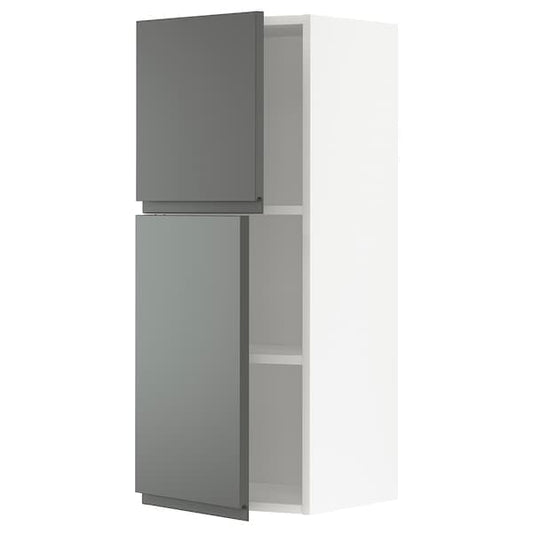 METOD - Wall cabinet with shelves/2 doors, white/Voxtorp dark grey , 40x100 cm - best price from Maltashopper.com 99458033