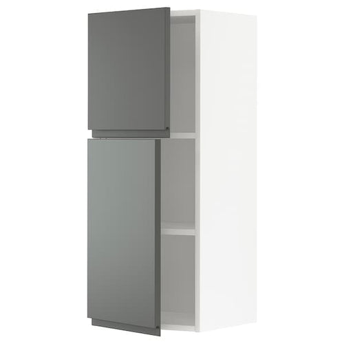 METOD - Wall cabinet with shelves/2 doors, white/Voxtorp dark grey , 40x100 cm