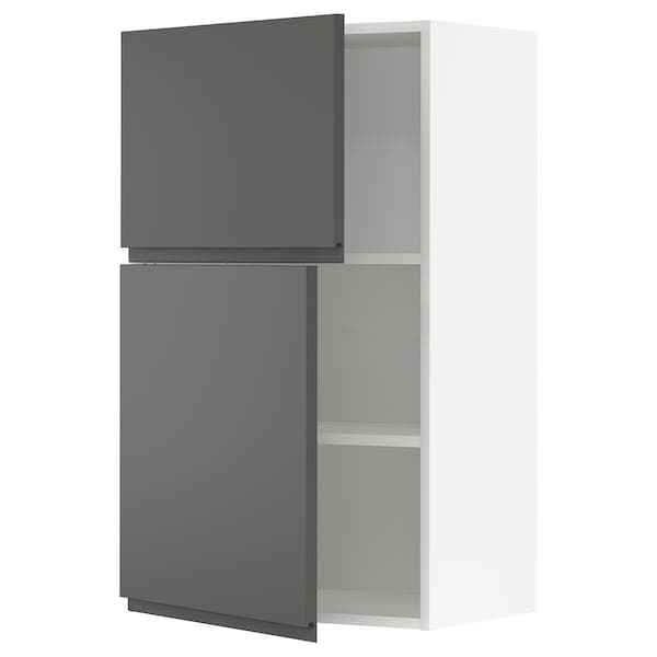 METOD - Wall cabinet with shelves/2 doors, white/Voxtorp dark grey, 60x100 cm - best price from Maltashopper.com 69463738