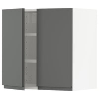 METOD wall cabinet with shelves/2 doors, white/Voxtorp dark grey, 60x60 cm