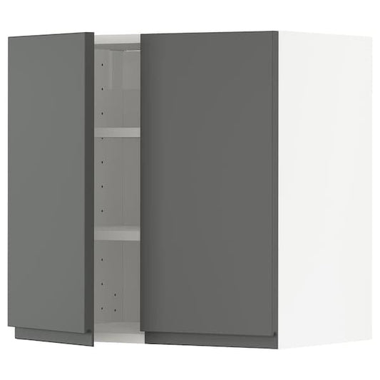 Ikea METOD - Wall cabinet with shelves/2 doors, white/Voxtorp dark grey, 60x60 cm