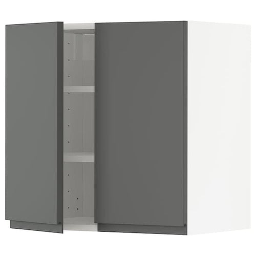 METOD - Wall cabinet with shelves/2 doors, white/Voxtorp dark grey, 60x60 cm