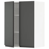 METOD wall cabinet with shelves/2 doors, white/Voxtorp dark grey, 60x80 cm