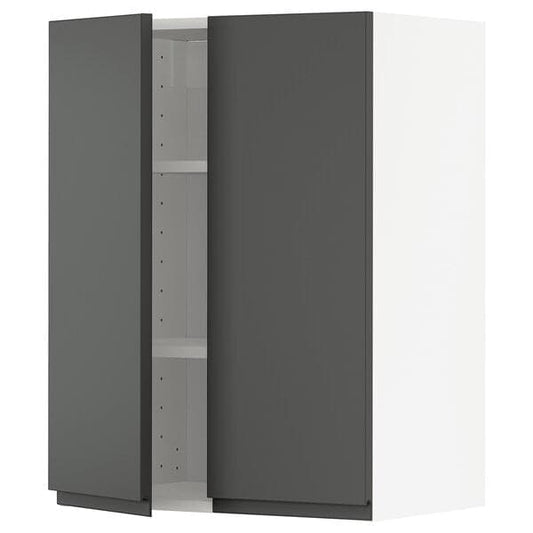 METOD - Wall cabinet with shelves/2 doors, white/Voxtorp dark grey, 60x80 cm - best price from Maltashopper.com 39461646