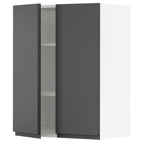 METOD - Wall cabinet with shelves/2 doors, white/Voxtorp dark grey, 60x80 cm