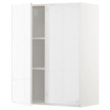 METOD wall cabinet with shelves/2 doors, white/Voxtorp high-gloss/white, 80x100 cm