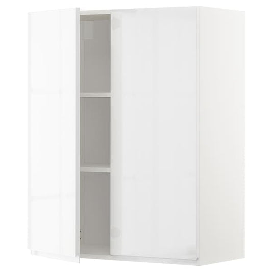 Ikea METOD - Wall cabinet with shelves/2 doors, white/Voxtorp high-gloss/white, 80x100 cm