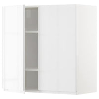 METOD - Wall cabinet with shelves/2 doors, white/Voxtorp high-gloss/white, 80x80 cm - best price from Maltashopper.com 49470023