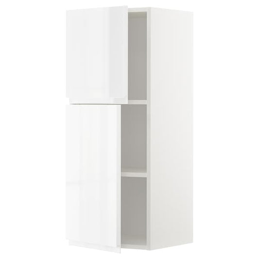 Ikea METOD - Wall cabinet with shelves/2 doors, white/Voxtorp high-gloss/white, 40x100 cm