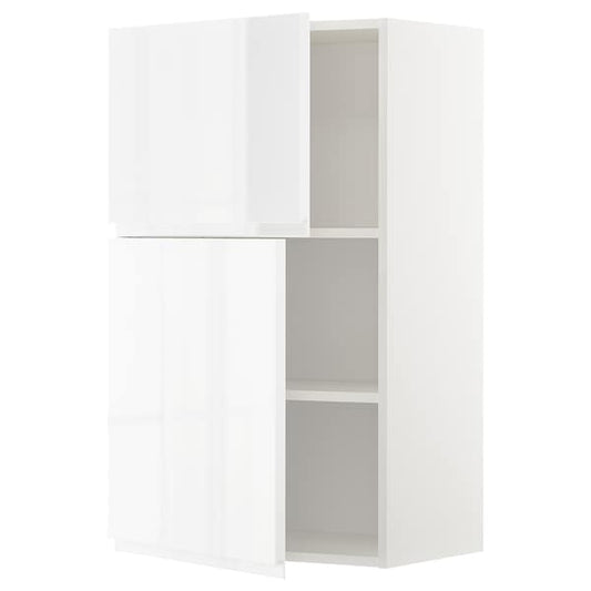 METOD - Wall cabinet with shelves/2 doors, white/Voxtorp high-gloss/white, 60x100 cm - best price from Maltashopper.com 79454682