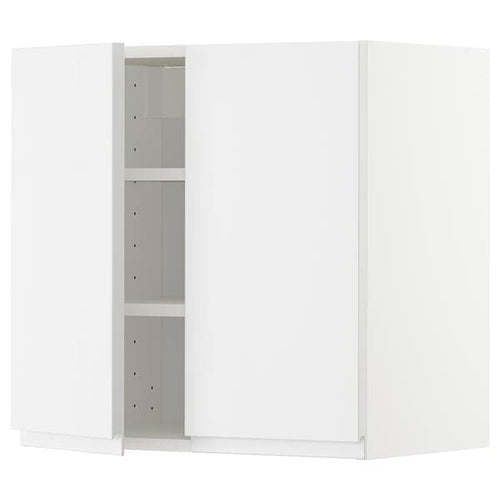 METOD - Wall cabinet with shelves/2 doors, white/Voxtorp high-gloss/white, 60x60 cm