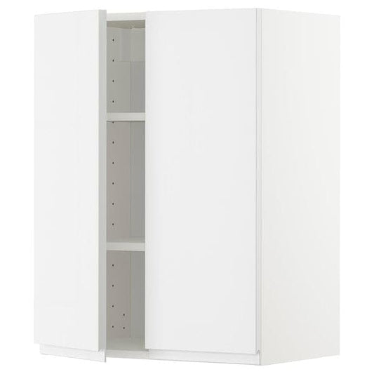 METOD - Wall cabinet with shelves/2 doors, white/Voxtorp high-gloss/white, 60x80 cm - best price from Maltashopper.com 99465972