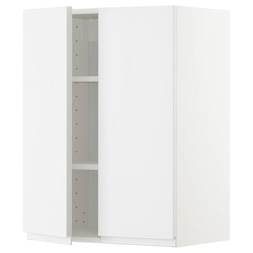 METOD - Wall cabinet with shelves/2 doors, white/Voxtorp high-gloss/white, 60x80 cm