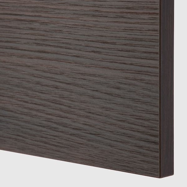 METOD - Wall cabinet with shelves/2 doors, black Askersund/dark brown ash effect