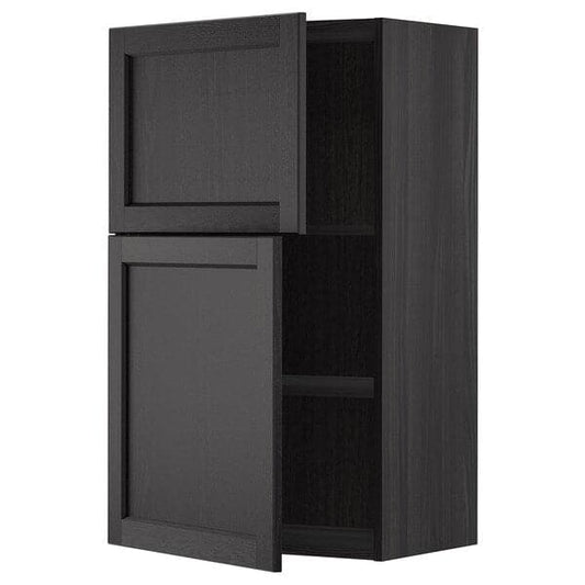 Ikea METOD - Wall cabinet with shelves/2 doors, black/Lerhyttan black stained, 60x100 cm