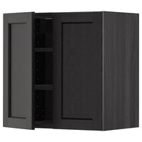 METOD - Wall cabinet with shelves/2 doors, black/Lerhyttan black stained, 60x60 cm - best price from Maltashopper.com 39454684