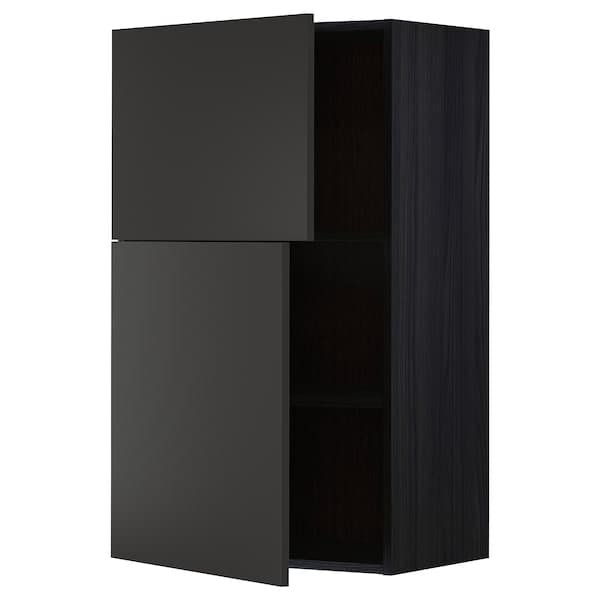 Ikea METOD - Wall cabinet with shelves/2 doors, black/Nickebo matt anthracite, 60x100 cm