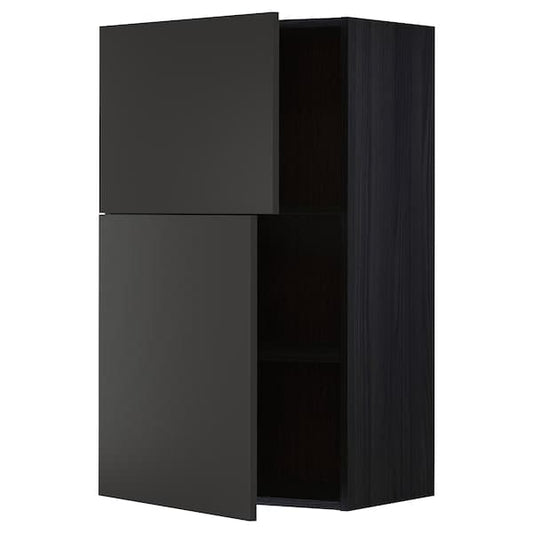 Ikea METOD - Wall cabinet with shelves/2 doors, black/Nickebo matt anthracite, 60x100 cm