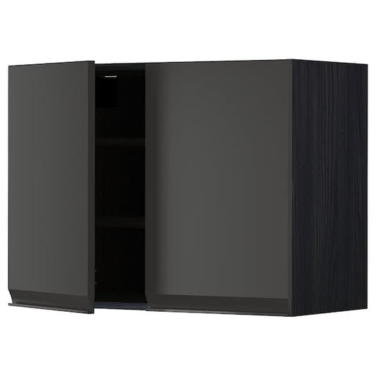 Ikea METOD - Wall cabinet with shelves/2 doors, black/Upplöv matt anthracite, 80x60 cm