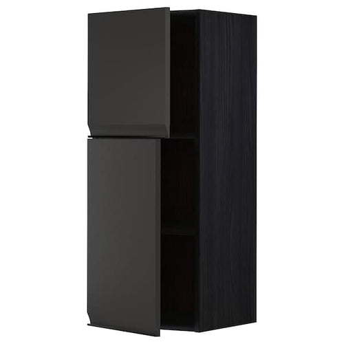 METOD - Wall cabinet with shelves/2 doors, black/Upplöv matt anthracite, 40x100 cm