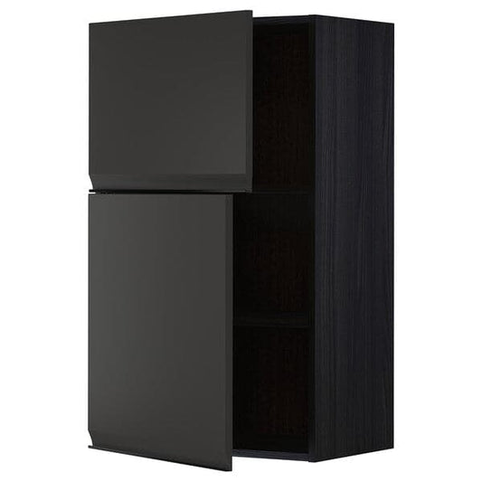 Ikea METOD - Wall cabinet with shelves/2 doors, black/Upplöv matt anthracite, 60x100 cm