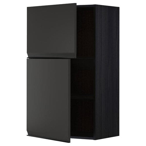 METOD - Wall cabinet with shelves/2 doors, black/Upplöv matt anthracite, 60x100 cm