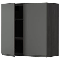 METOD - Wall cabinet with shelves/2 doors, black/Voxtorp dark grey, 80x80 cm - best price from Maltashopper.com 89462827