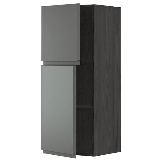 METOD - Wall cabinet with shelves/2 doors, black/Voxtorp dark grey, 40x100 cm - best price from Maltashopper.com 59467044