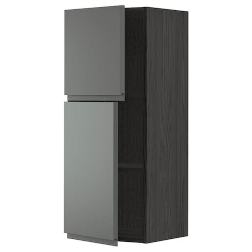 METOD - Wall cabinet with shelves/2 doors, black/Voxtorp dark grey, 40x100 cm