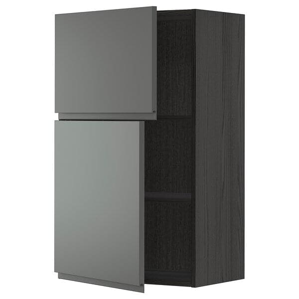 METOD - Wall cabinet with shelves/2 doors, black/Voxtorp dark grey, 60x100 cm - best price from Maltashopper.com 79469396