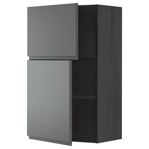 METOD - Wall cabinet with shelves/2 doors, black/Voxtorp dark grey, 60x100 cm
