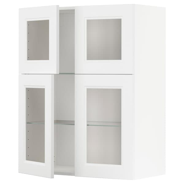 Ikea METOD - Wall cabinet w shelves/4 glass drs, white/Axstad matt white, 80x100 cm