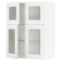 METOD - Wall cabinet w shelves/4 glass drs, white/Axstad matt white, 80x100 cm - best price from Maltashopper.com 99469734