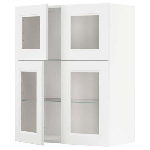 METOD - Wall cabinet w shelves/4 glass drs, white/Axstad matt white, 80x100 cm