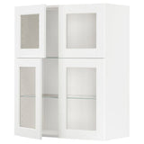 METOD wall cabinet w shelves/4 glass drs, white Enköping/white wood effect, 80x100 cm
