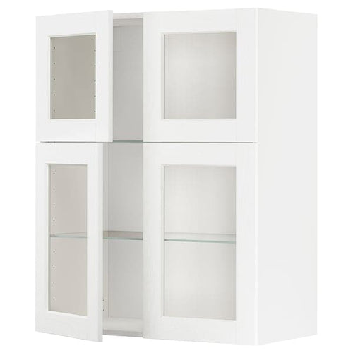 METOD - Wall cabinet w shelves/4 glass drs, white Enköping/white wood effect, 80x100 cm
