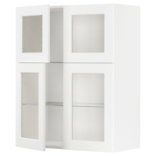 METOD - Wall cabinet w shelves/4 glass drs, white Enköping/white wood effect, 80x100 cm