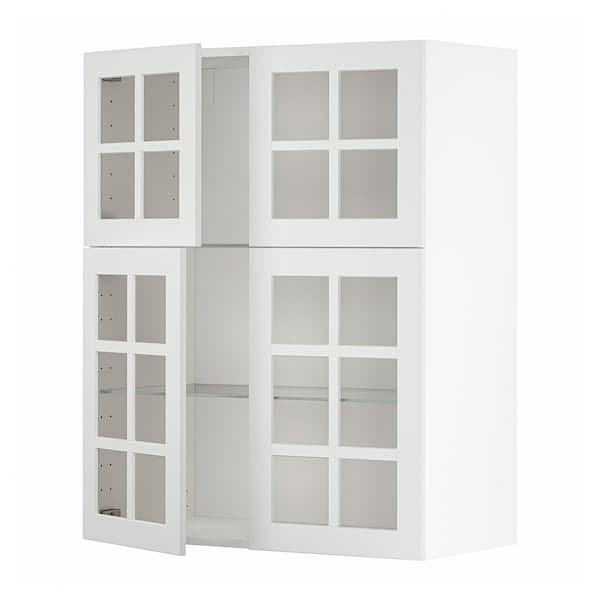 Ikea METOD - Wall cabinet w shelves/4 glass drs, white/Stensund white, 80x100 cm