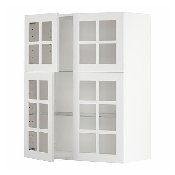 METOD - Wall cabinet w shelves/4 glass drs, white/Stensund white, 80x100 cm - best price from Maltashopper.com 19461510