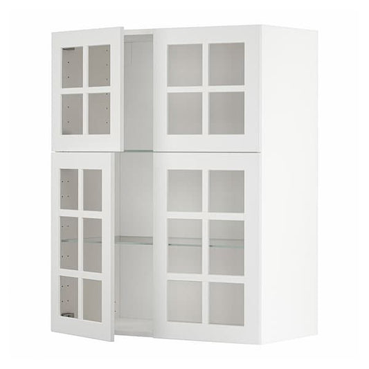 Ikea METOD - Wall cabinet w shelves/4 glass drs, white/Stensund white, 80x100 cm