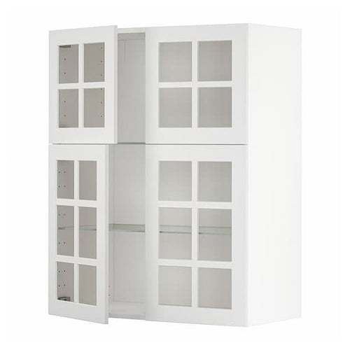 METOD - Wall cabinet w shelves/4 glass drs, white/Stensund white, 80x100 cm