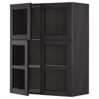 METOD - Wall cabinet w shelves/4 glass drs, black/Lerhyttan black stained, 80x100 cm - best price from Maltashopper.com 59462616