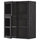 METOD wall cabinet w shelves/4 glass drs, black/Lerhyttan black stained, 80x100 cm