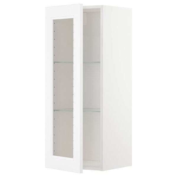 Ikea METOD - Wall cabinet w shelves/glass door, white/Axstad matt white, 40x100 cm