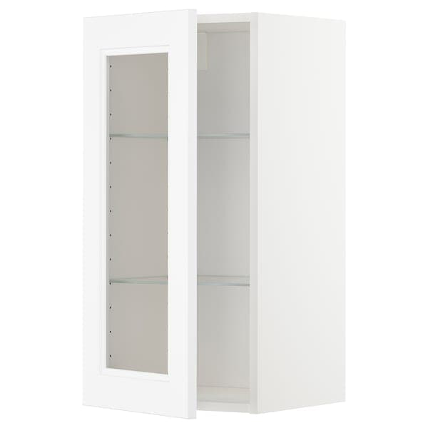 Ikea METOD - Wall cabinet w shelves/glass door, white/Axstad matt white, 40x80 cm