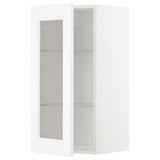 METOD wall cabinet w shelves/glass door, white/Axstad matt white, 40x80 cm