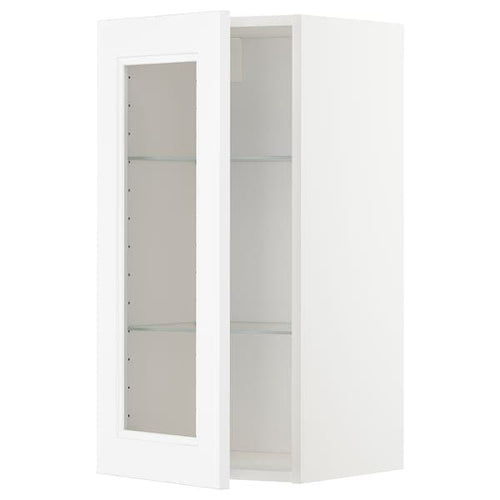 METOD - Wall cabinet w shelves/glass door, white/Axstad matt white, 40x80 cm