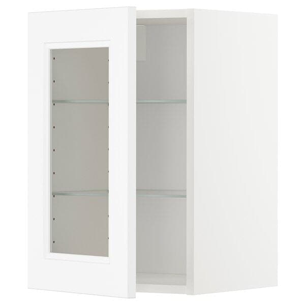 METOD - Wall cabinet w shelves/glass door, white/Axstad matt white, 40x60 cm - best price from Maltashopper.com 39456744