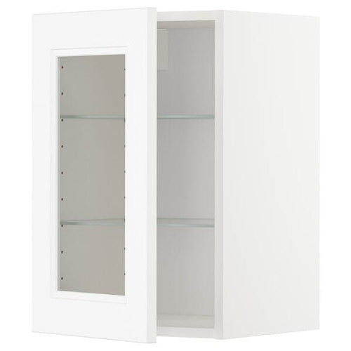 METOD - Wall cabinet w shelves/glass door, white/Axstad matt white, 40x60 cm